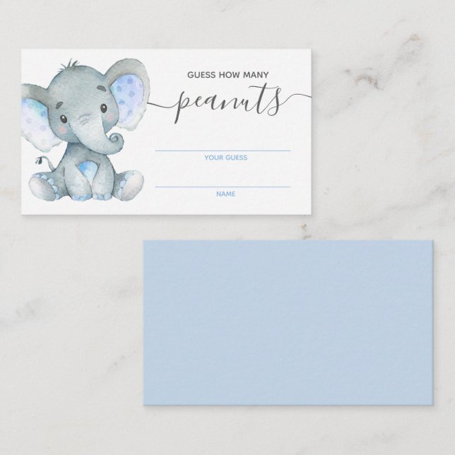 Guess How Many Peanuts Card Elephant Baby Shower (Front/Back)