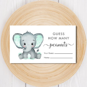 Guess How Many Peanuts Elephant Baby Shower Game Enclosure Card