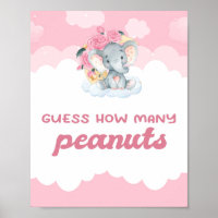 Guess How Many Peanuts Pink Elephant Baby Shower