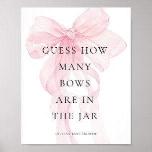 Guess How Many Pink Bow Baby Shower Game Poster