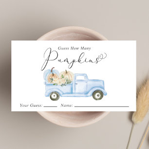 Guess How Many Pumpkins Baby Boy Shower Game Enclosure Card