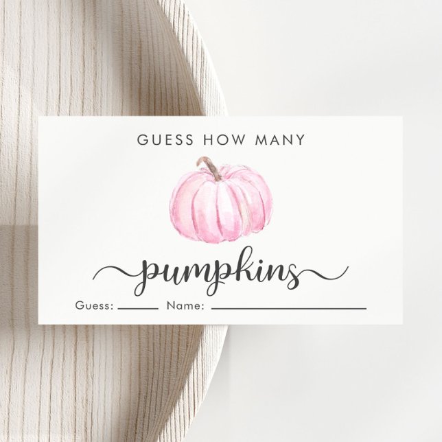 Guess How Many Pumpkins Baby Girl Shower Game Enclosure Card (Creator Uploaded)