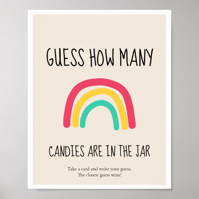 Guess how many Rainbow Baby shower game Poster (Front)