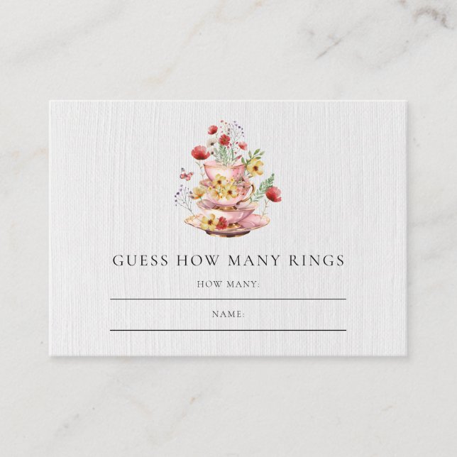 Guess How Many Rings Bridal Shower Tea Party Enclosure Card (Front)
