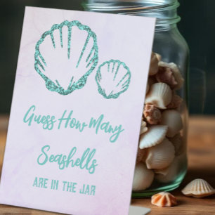Guess How Many Seashells Baby Shower Pedestal Sign