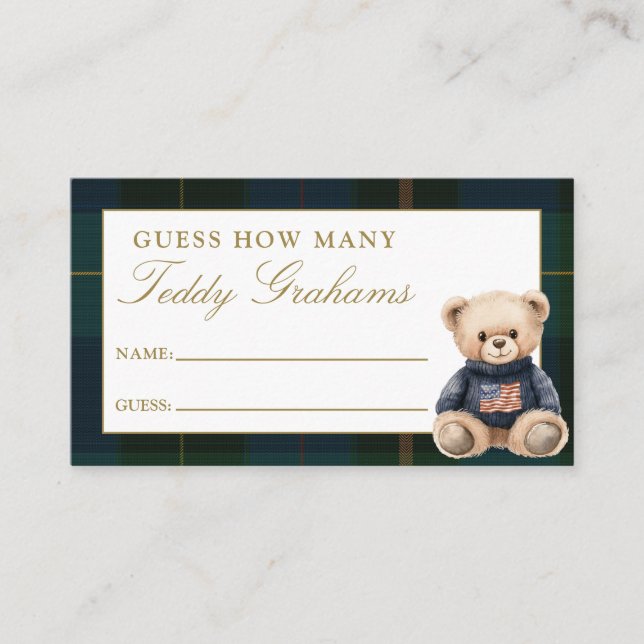 Guess How Many Teddy Grahams Baby Shower Game Enclosure Card (Front)