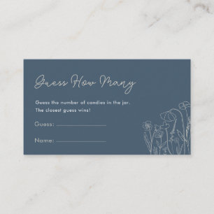 Guess How Many Topaz Blue Wildflower Game Enclosure Card