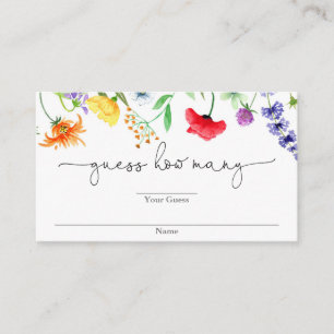 Guess How Many wildflower colourful spring summer Enclosure Card