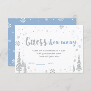 Guess How Many Winter Blue Baby Shower Game Invi Invitation