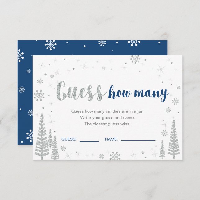 Guess How Many | Winter Blue Baby Shower Game Invitation (Front/Back)