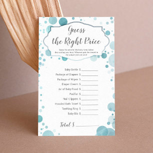 Guess right price, Blue Dots Baby Boy Shower Game