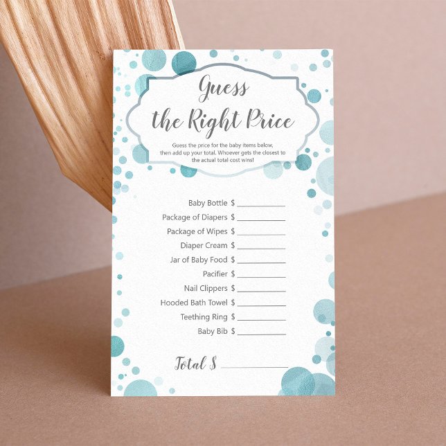 Guess right price, Blue Dots Baby Boy Shower Game (Creator Uploaded)