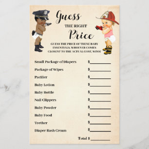 Guess Right Price Little Recruit Baby Shower Game Flyer