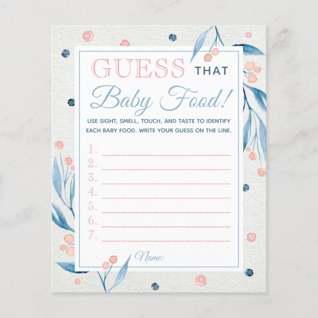 Guess That Baby Food Game, Baby Shower, Blue, Pink Flyer (Front)