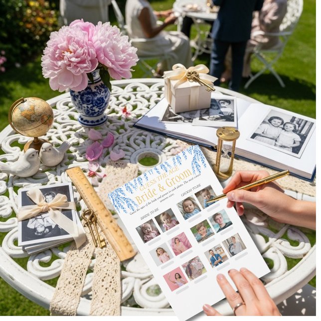 Guess the Age Bridal Shower blue game Invitation (Guess the Age Bridal Shower blue game)