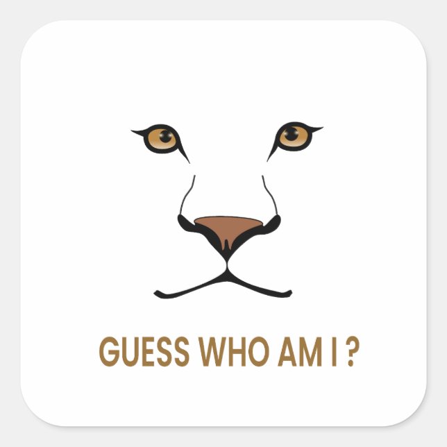 Guess the Animal: Lioness | Minimal Queen Square Sticker (Front)