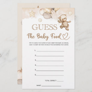 Guess The Baby Food Baby Bear Baby Shower Game