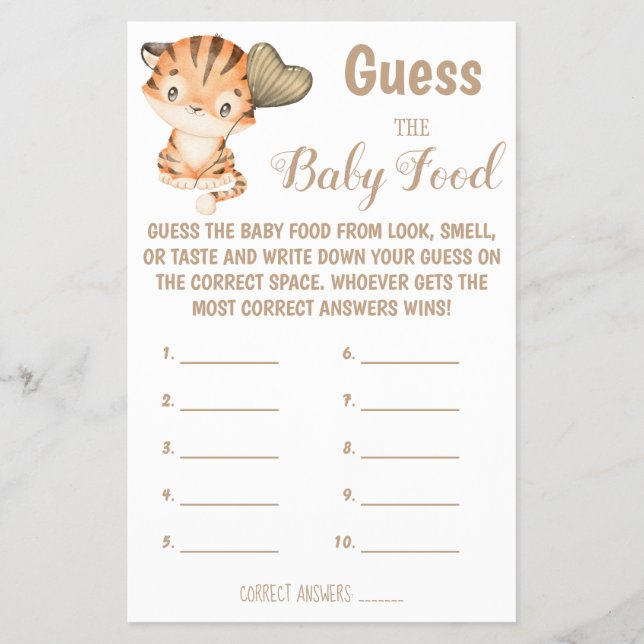 Guess the Baby Food | Baby Shower Game Card (Front)