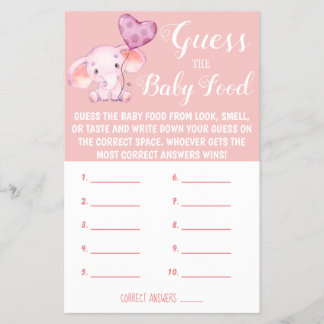 Guess the Baby Food | Baby Shower Game Card