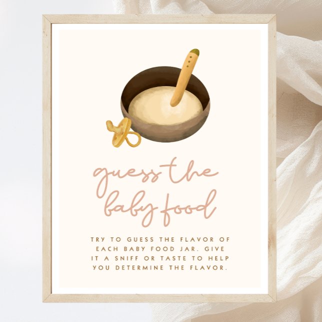 Guess the Baby Food Boho Baby Shower Game Sign (Creator Uploaded)