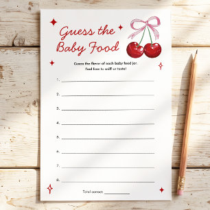 Guess the Baby Food Cherry Bow Baby Shower Game