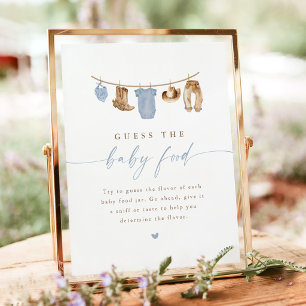 Guess the Baby Food Cowboy Baby Shower Sign