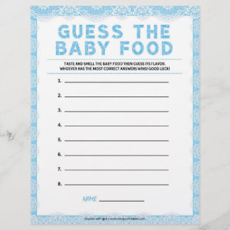 Guess The Baby Food [Luxury Lace [Blue]] Custom Letterhead