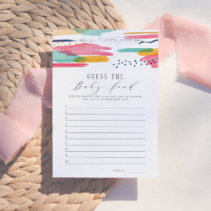 Guess The Baby Food   Modern Abstract Pink & Blue Invitation