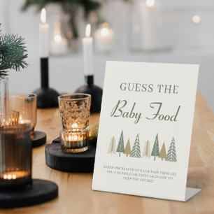 Guess the Baby Food Winter Baby Shower Game Pedestal Sign