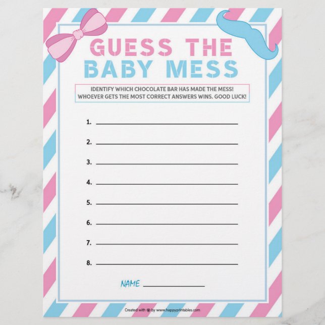 Guess The Baby Mess [Gender Surprise] Custom Letterhead (Front)