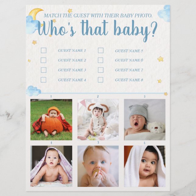 Guess the baby shower game  flyer (Front)