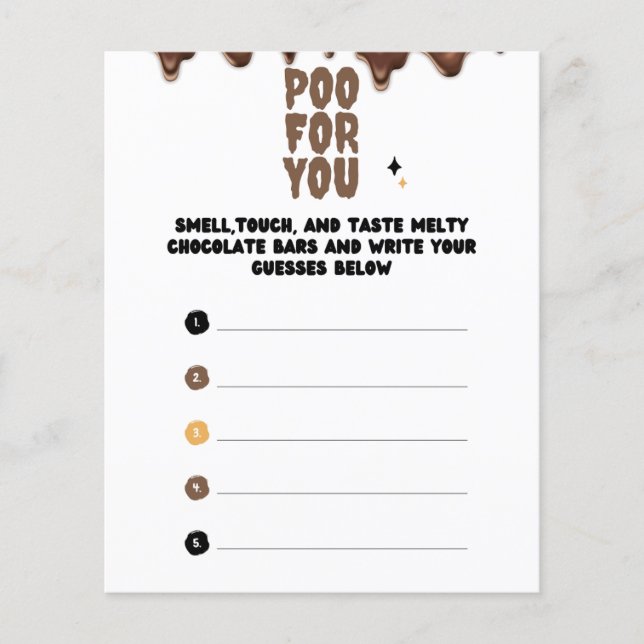 Guess the Chocolate Baby Shower Game (Front)