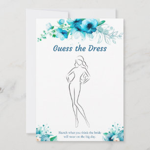Guess The Dress Blue Bridal Shower Game Cards