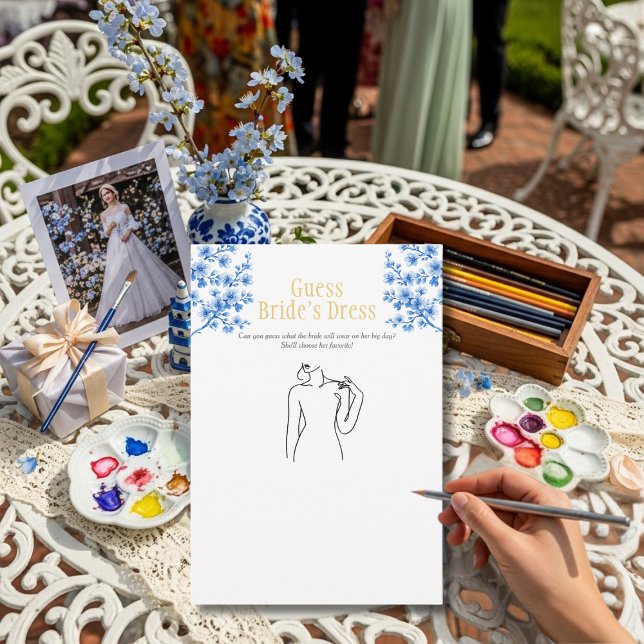 Guess the Dress Bridal Shower Blue game Invitation (Guess the Dress Bridal Shower Blue game)