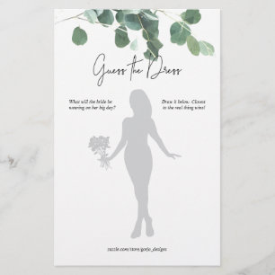 Guess the Dress Bridal Shower Game Eucalyptus Leaf