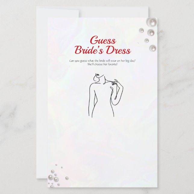 Guess the Dress Bridal Shower pearl game (Front)