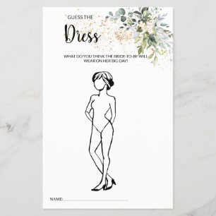 Guess the Dress Herbal Bridal Shower Game Card