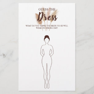 Guess the Dress Pampas Bridal Shower Game Card