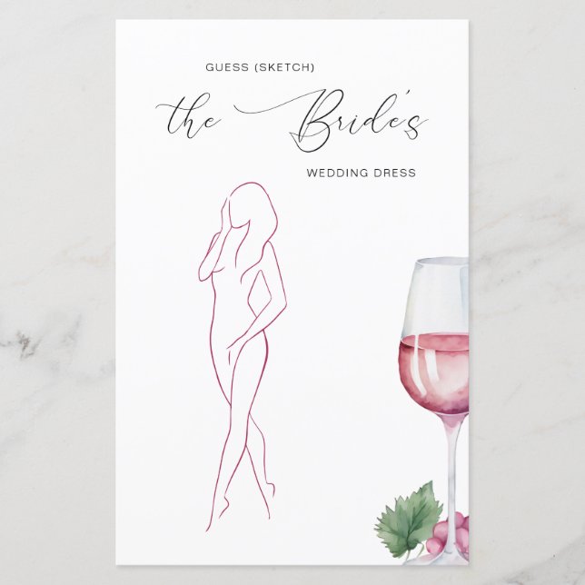 Guess The Dress Vino before Vows Bridal Game (Front)