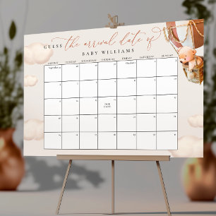 Guess The Due Date Calendar Brown Bear Poster