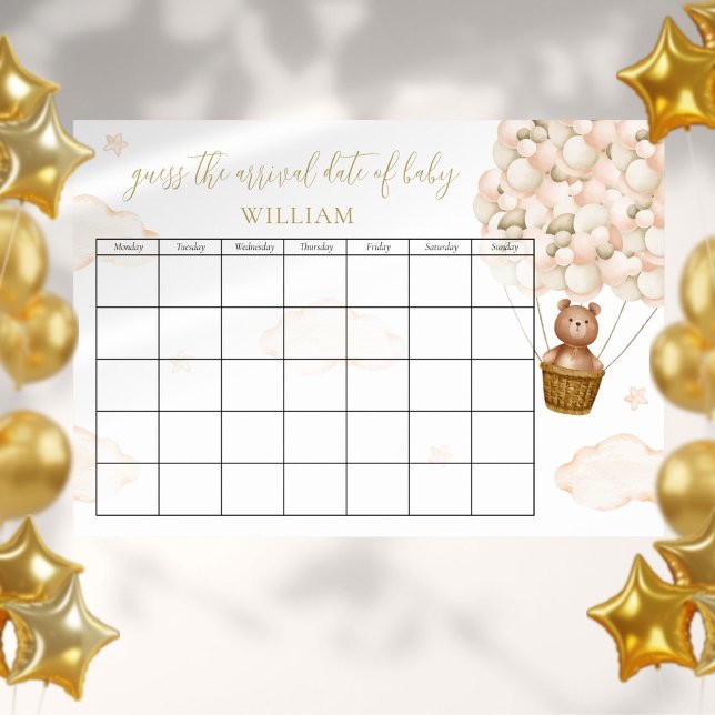 Guess The Due Date Teddy Bear Balloons Poster (Creator Uploaded)