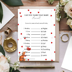 Guess the name of the baby animal baby shower Card