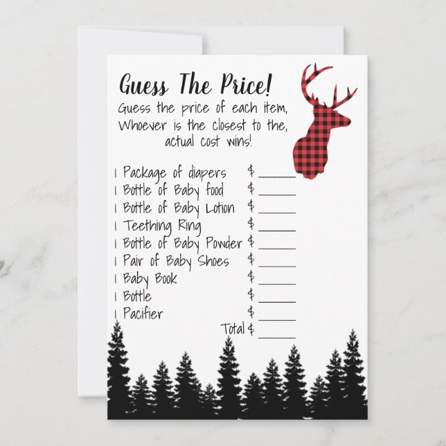 Guess The Price Baby Shower Game Invitation (Front)