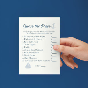 Guess the Price Baby Shower Game Nautical Theme Flyer