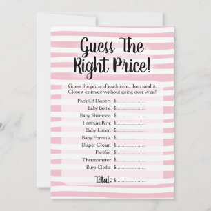 Guess The Price Baby Shower Game Pink White Invitation