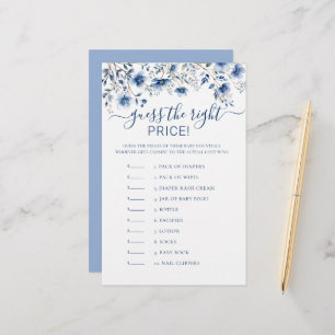 Guess the Price Blue Wildflowers Baby Shower Game
