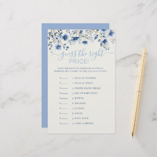 Guess the Price Blue Wildflowers Baby Shower Game