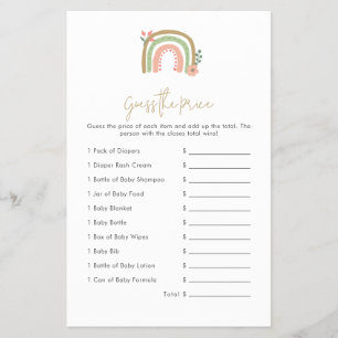 Guess the Price Boho Rainbow Baby Shower Game Flyer