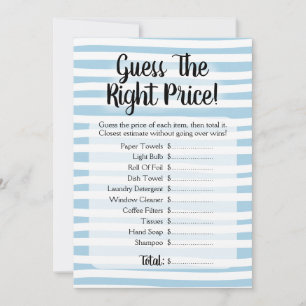 Guess The Price Bridal Shower Game Blue White Invitation