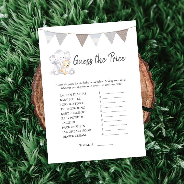 Guess The Price Game Modern Baby Elephant Card (Creator Uploaded)